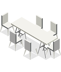 A table and chairs