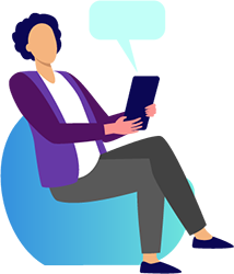 A woman looking at a tablet