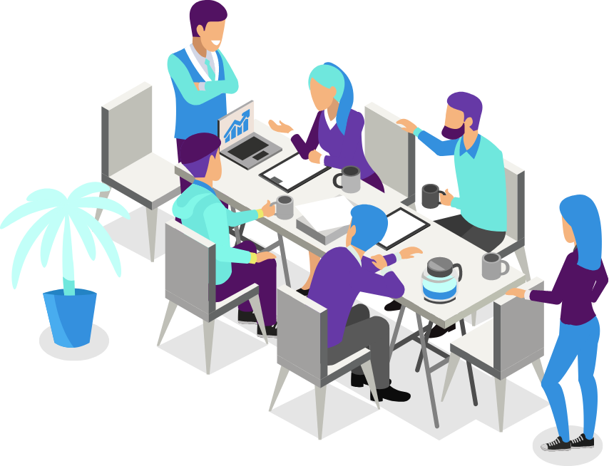 People talking around a table