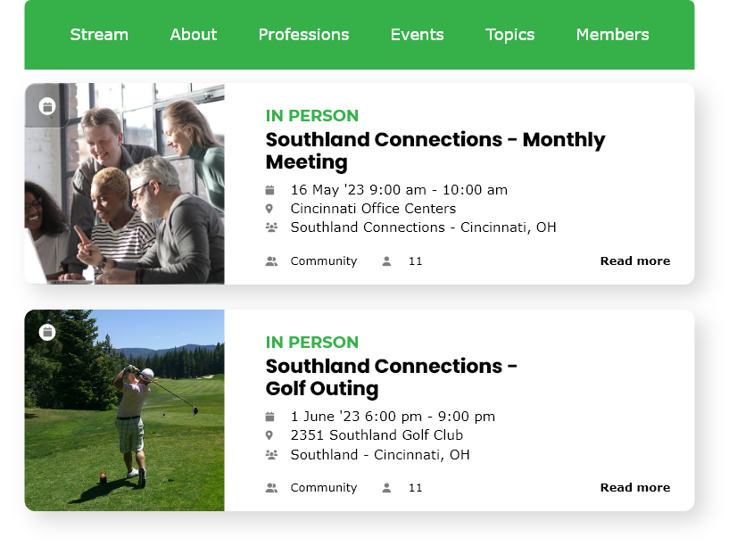Chapter Events Interfaces