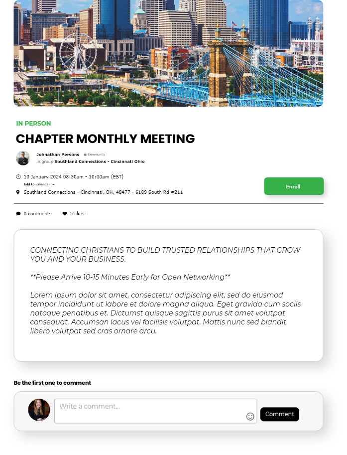 Joining an event interfaces